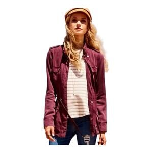 Altar’d State Mauve Raw Hem Peplum Utility Jacket Women’s Size L Lightweight